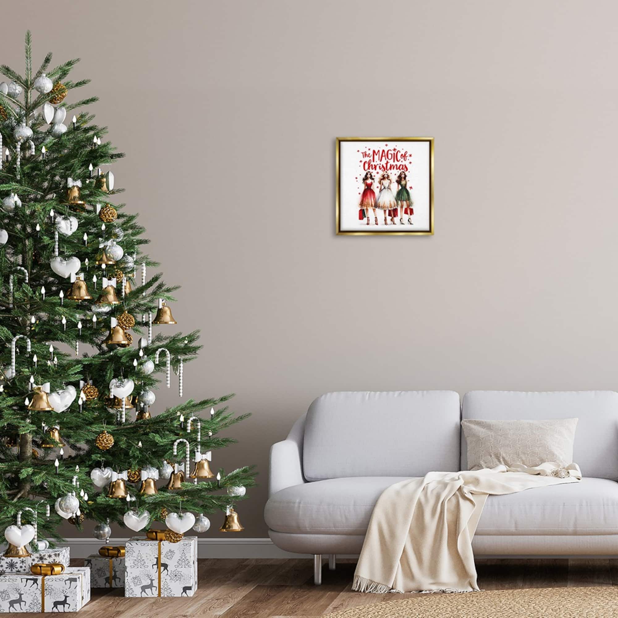 Stupell Industries Glam Magic Of Christmas Floating Frame Wall Art